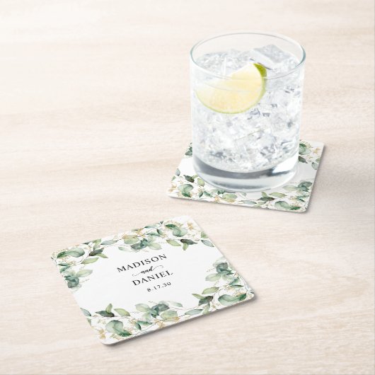 Eucalyptus gouden Waterverf bruiloft Kartonnen Onderzetters (Insitu)