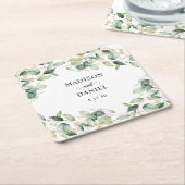 Eucalyptus gouden Waterverf bruiloft Kartonnen Onderzetters (Schuin)