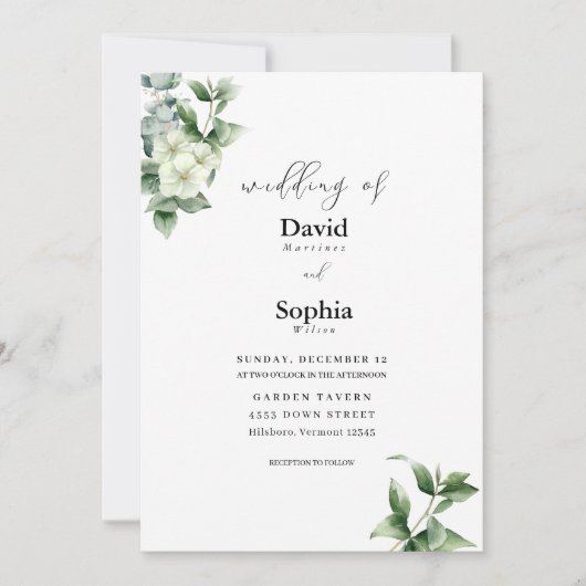 Eucalyptus Grace bruiloft uitnodiging (Voorkant)