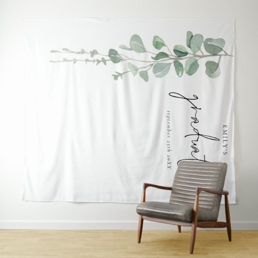 Eucalyptus Grad Naam Afstudeerfoto Achtergrond Wandkleed (In Situ (horizontaal))