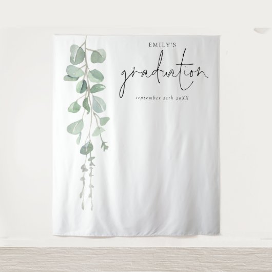 Eucalyptus Grad Naam Afstudeerfoto Achtergrond Wandkleed (Voorkant)