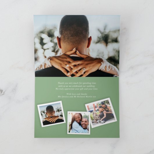 Eucalyptus green art bruiloft bedankt kaart (Binnen)