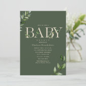Eucalyptus Green Beige Neutraal Baby shower Kaart (Staand voorkant)
