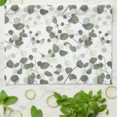 Eucalyptus Green-bladpatroon Theedoek (Gevouwen)