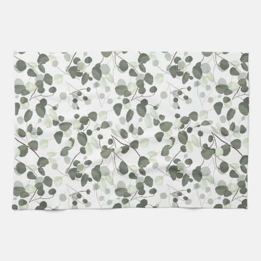 Eucalyptus Green-bladpatroon Theedoek (Horizontaal)