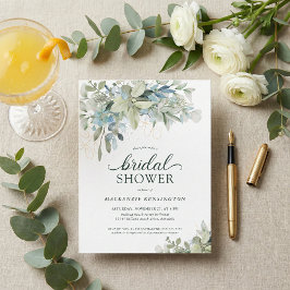 Eucalyptus Green Blue Bridal Shower Uitnodiging Briefkaart