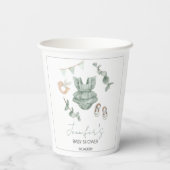 Eucalyptus green boho girl baby shower bekervel papieren bekers (Achterkant)