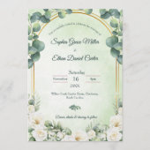Eucalyptus Green Botanical Sage Floral wedding Kaart (Voorkant)