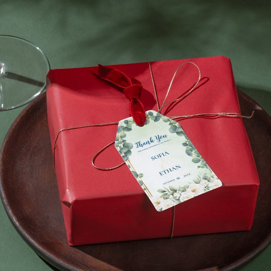 Eucalyptus Green Botanical Wedding Favor Thank You Cadeaulabel