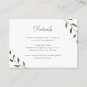 Eucalyptus Green Botanical Wedding Hotel Detail Informatiekaartje (Voorkant)