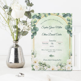 Eucalyptus Green Botanical Wedding Invitation Kaart