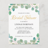 Eucalyptus Green Bridal Shower Invitation Briefkaa Uitnodiging Briefkaart (Voorkant)