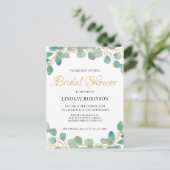 Eucalyptus Green Bridal Shower Invitation Briefkaa Uitnodiging Briefkaart (Staand voorkant)