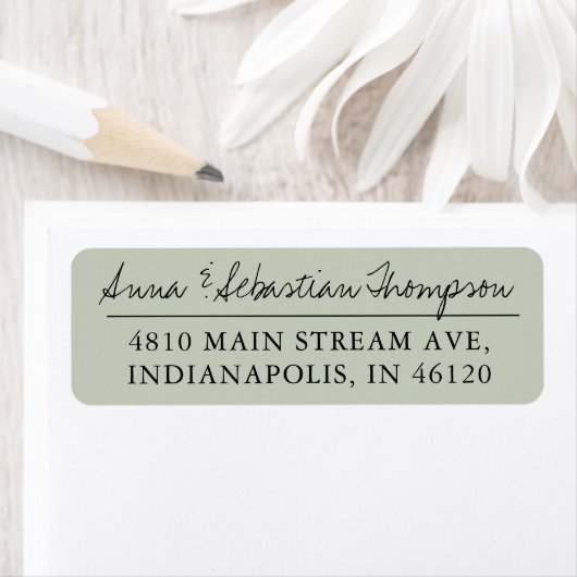 Eucalyptus Green Calligraphy Return Label Address (Insitu)