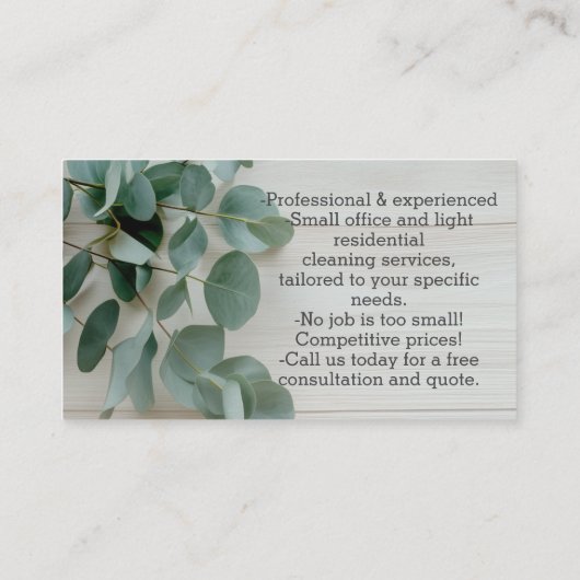 Eucalyptus Green Cleaning Service Huishouding Visitekaartje (Achterkant)