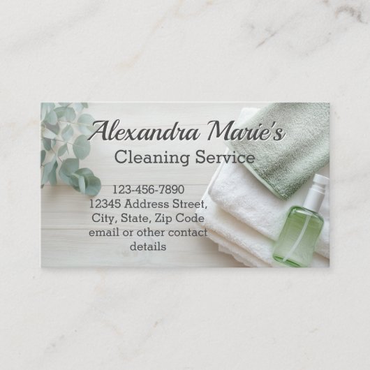 Eucalyptus Green Cleaning Service Huishouding Visitekaartje (Voorkant)