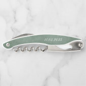 Eucalyptus Green Custom Wedding Bedankt Favorieten Kurkentrekker (Achterkant)