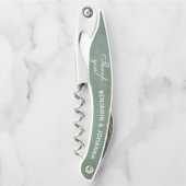 Eucalyptus Green Custom Wedding Bedankt Favorieten Kurkentrekker (Voorkant)