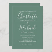 Eucalyptus Green Elegant Handtekening Script Trouw Kaart (Voorkant / Achterkant)