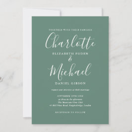 Eucalyptus Green Elegant Handtekening Script Trouw Kaart