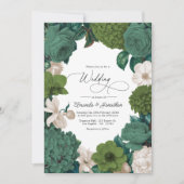 Eucalyptus Green, Fern Olive & Cream Line Wedding Kaart (Voorkant)