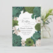 Eucalyptus Green, Fern Olive & Cream Line Wedding Kaart (Staand voorkant)