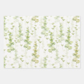 Eucalyptus Green Flowers Oranje Inpakpapier Vel (Voorkant 3)