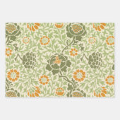 Eucalyptus Green Flowers Oranje Inpakpapier Vel (Voorkant 2)