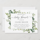 Eucalyptus Green Foliage Baby shower Kaart (Voorkant)