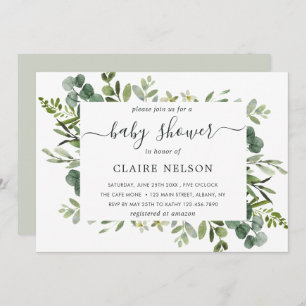 Eucalyptus Green Foliage Baby shower Kaart