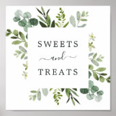 Eucalyptus Green Foliage Dessert Square Table Sign Poster (Voorkant)