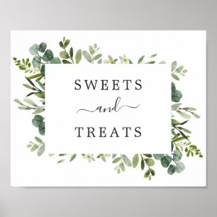 Eucalyptus Green Foliage Dessert Table Sign Poster