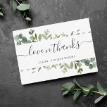 Eucalyptus Green Foliage Hartelijk dank Bedankkaart<br><div class="desc">Deze dank gaat uit naar de geschilderde waterverf eucalyptus,  groene bladeren en moderne kalligrafie. Voor meer geavanceerde aanpassing van dit ontwerp,  te klikken gelieve de "meer"verbinding aanpassen. Overeenkomende objecten zijn ook beschikbaar.</div>