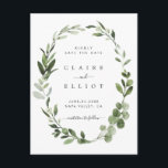 Eucalyptus Green Foliage met sparen de Datum Aankondigingskaart<br><div class="desc">Deze bruiloft bewaar de datum briefkaart heeft geschilderde waterverf eucalyptus,  groene bladeren en botanische krans. Voor meer geavanceerde aanpassingen van dit ontwerp klikt u op de koppeling "Verdere aanpassingen aanpassen". Overeenkomende objecten zijn ook beschikbaar.</div>