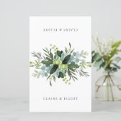 Eucalyptus Green Foliage Place Card voor paar (Staand voorkant)