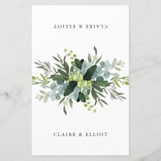 Eucalyptus Green Foliage Place Card voor paar (Voorkant)