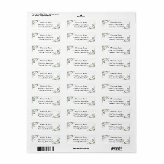Eucalyptus Green Foliage Return Address Label (Full Sheet)