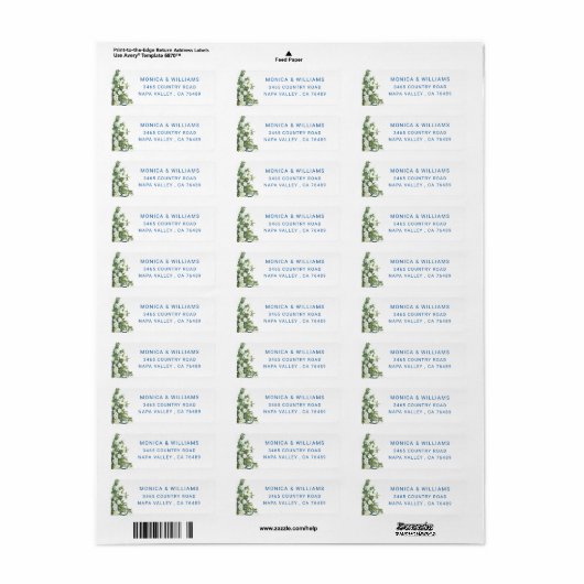 Eucalyptus Green Foliage Return Address Label (Full Sheet)