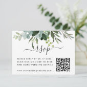 Eucalyptus Green Foliage RSVP met QR-code Informatiekaartje (Staand voorkant)