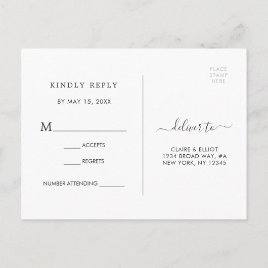 Eucalyptus Green Foliage RSVP Uitnodiging Briefkaart (Achterkant)