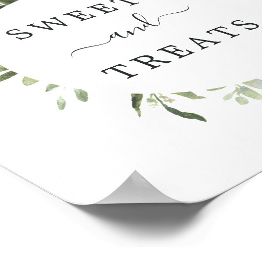 Eucalyptus Green Foliage Square Dessert Table Sign Poster (Hoek)