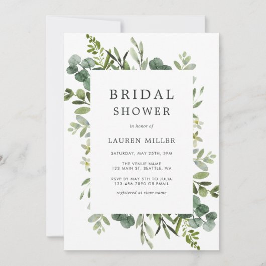 Eucalyptus Green Foliage Vrijgezellenfeest Kaart (Voorkant)