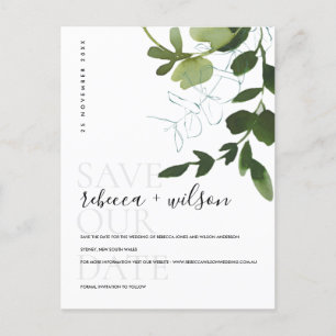 EUCALYPTUS GREEN FOLIAGE WATERVERF BEWAREN DE DATU AANKONDIGINGSKAART