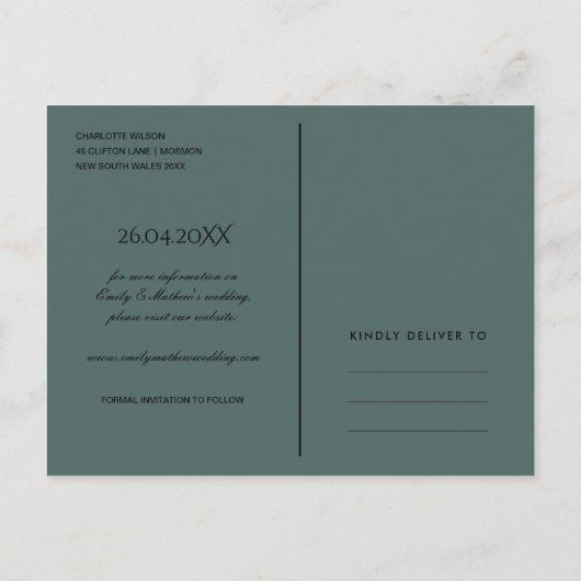 EUCALYPTUS GREEN FOLIAGE WATERVERF BEWAREN DE DATU AANKONDIGINGSKAART (Achterkant)