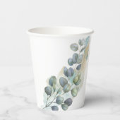 Eucalyptus Green Foliage Waterverf Papieren Bekers (Achterkant)