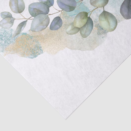 Eucalyptus Green Foliage Waterverf Tissuepapier (Detail)