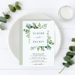 Eucalyptus Green Foliage Weddenschap Kaart<br><div class="desc">Deze trouwuitnodiging bevat geschilderde waterverf eucalyptus,  groene bladeren en vierkante lijsten. Voor meer geavanceerde aanpassing van dit ontwerp,  te klikken gelieve de "meer"verbinding aanpassen. Overeenkomende objecten zijn ook beschikbaar.</div>