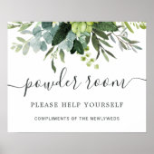 Eucalyptus Green Foliage Weddenschap met poeder Poster (Voorkant)