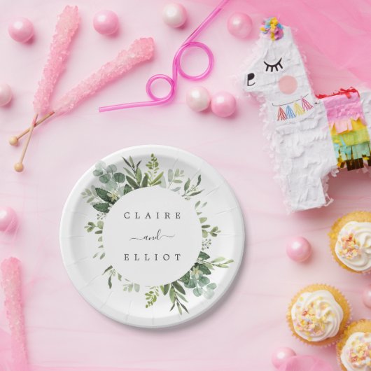 Eucalyptus Green Foliage Weddenschap Papieren Bordje (Feest)