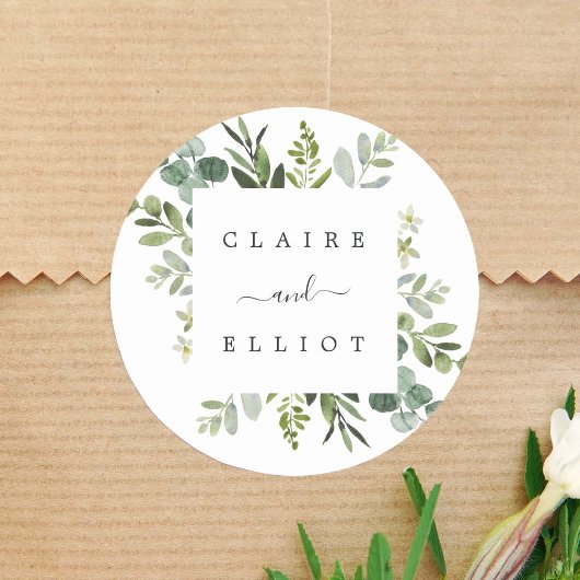 Eucalyptus Green Foliage Weddenschap Ronde Sticker